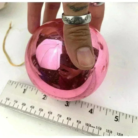 VTG Lot of 7 Ornament Bell Holiday Christmas Pink Mercury Glass - Picture 16 of 16